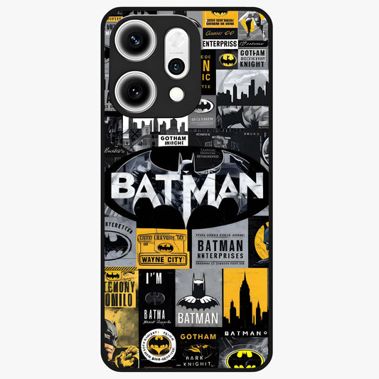 Knight Gotham Rise Glass Case showing flat back view with dark hero inspired artwork and glossy glass finish.