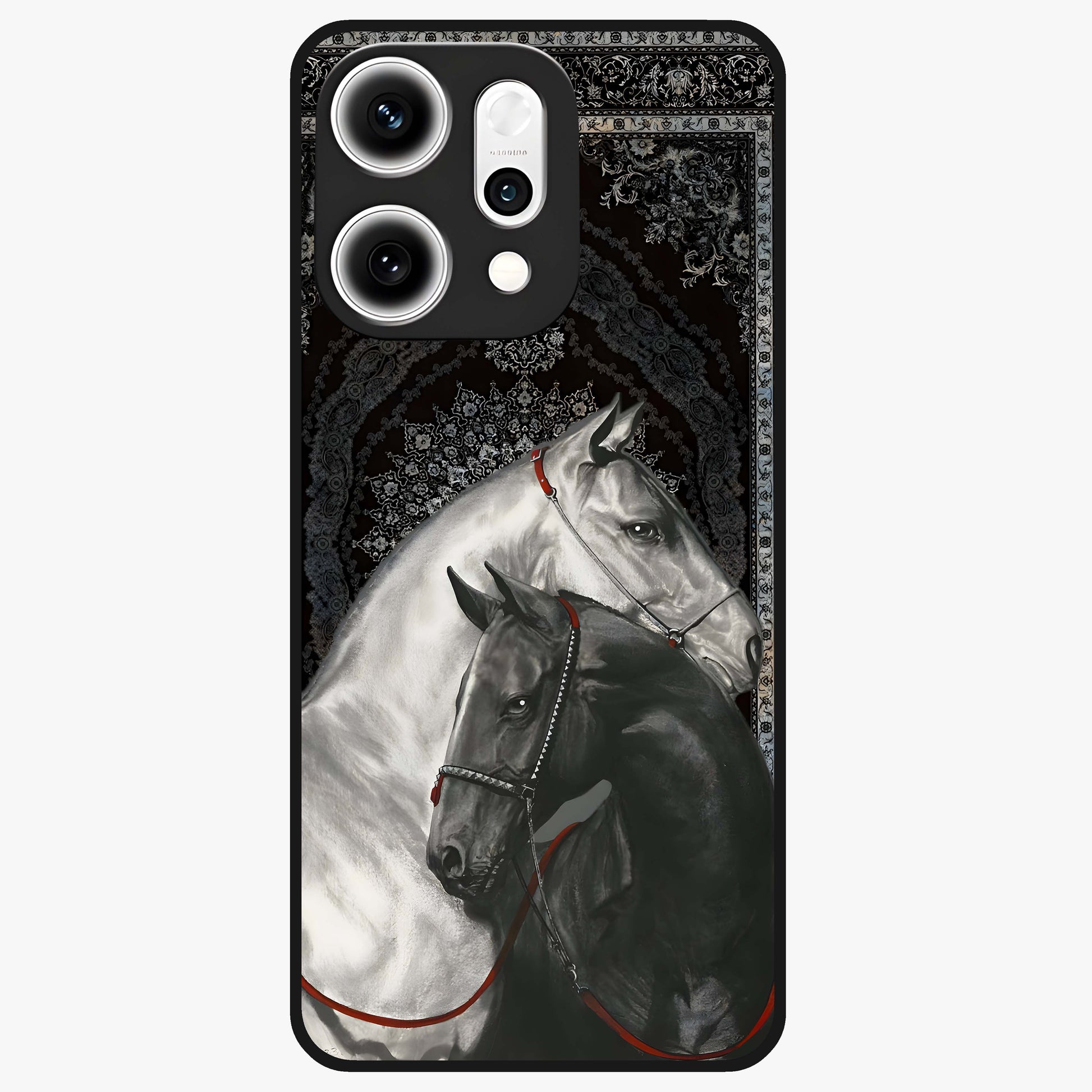 Majestic Ride Legacy Glass Case showing flat back view with powerful automotive inspired artwork and glossy glass finish.