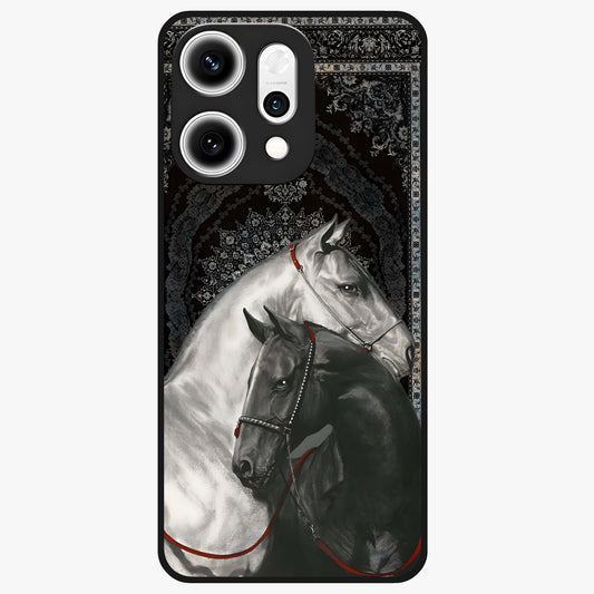 Majestic Ride Legacy Glass Case showing flat back view with powerful automotive inspired artwork and glossy glass finish.