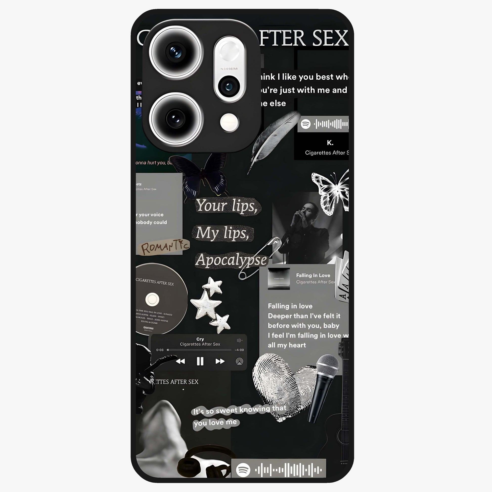 Midnight Love Echo Glass Case showing flat back view with romantic midnight themed artwork and glossy glass finish.