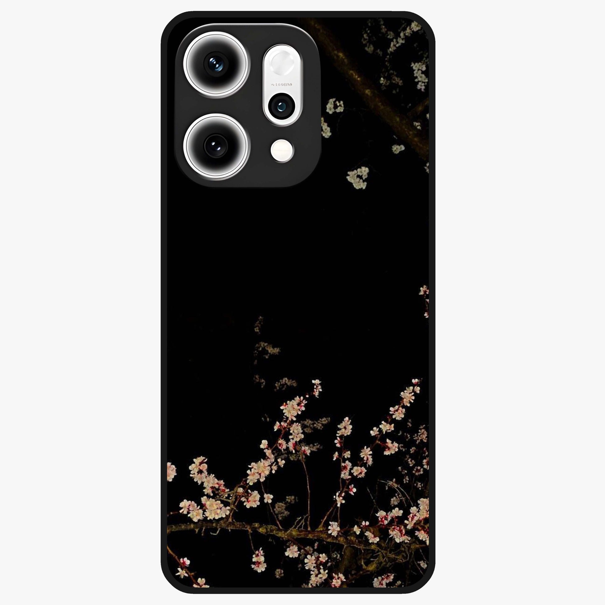 Petal Moon Light With Custom Name Glass Case showing flat back view with floral moonlight artwork and personalized name design.