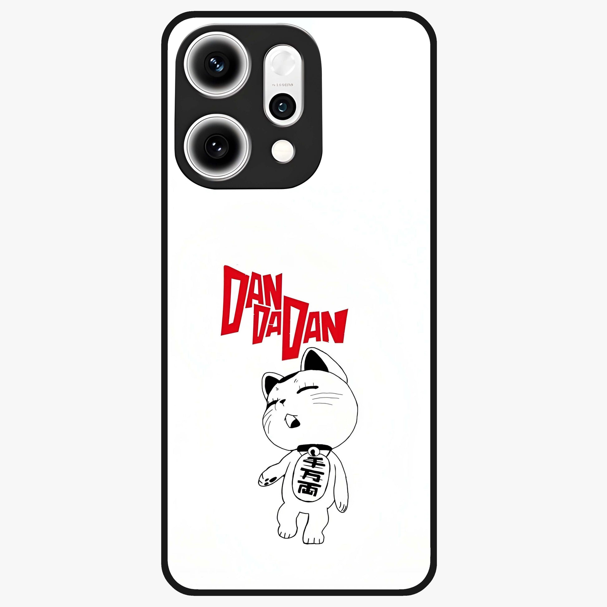 Playful Spirit Charm Glass Case showing flat back view with cheerful charm themed artwork and glossy glass finish.