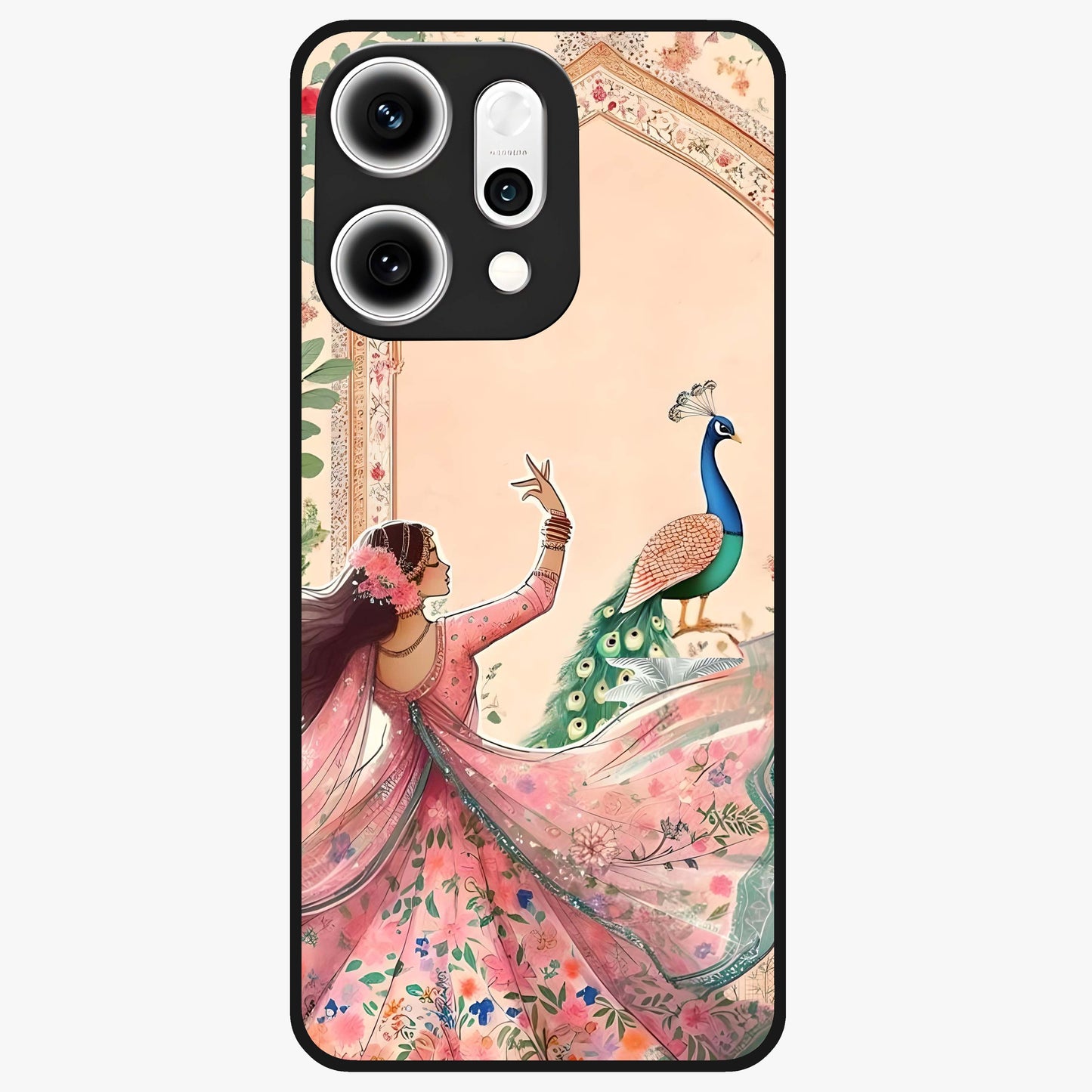 Royal Grace Muse Glass Case showing flat back view with elegant artistic artwork and glossy glass finish.