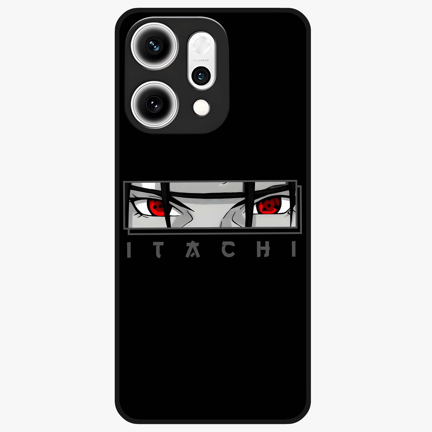 Scarlet Gaze Dominance Glass Case showing flat back view with striking red themed artwork and glossy glass finish.