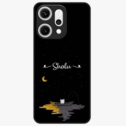 Silent Night Row Glass Case showing flat back view with calm night themed artwork and glossy glass finish.