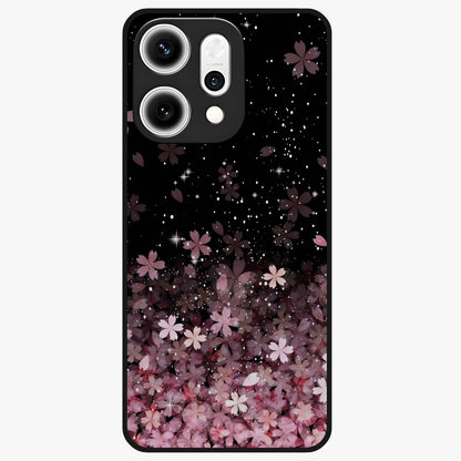 Small Starry Flowers Glass Case showing flat back view with delicate starry floral artwork and glossy glass finish.