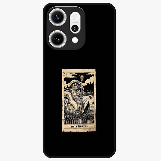 The Empress Glass Case showing flat back view with regal feminine artwork and glossy glass finish.