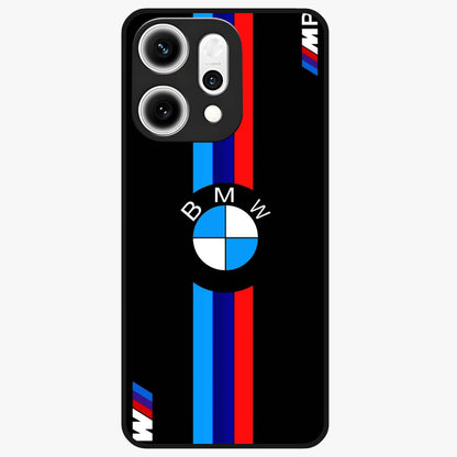 Turbo BMW Beast Glass Case showing flat back view with high performance sports car artwork and glossy glass finish.