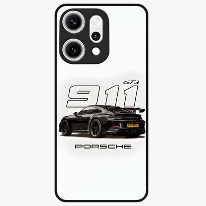 Turbo Legacy Icon Glass Case showing flat back view with iconic sports car inspired artwork and glossy glass finish.