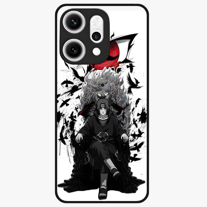Uchiha Shadow Throne Glass Case showing flat back view with cosmic underwater themed artwork and glossy glass finish.