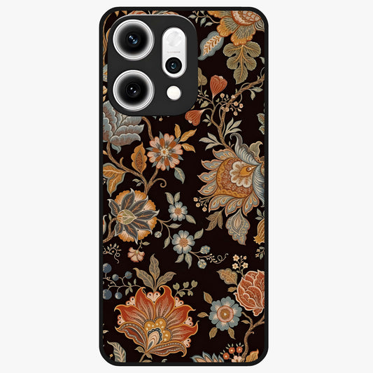 Vintage Floral Dream Glass Case showing flat back view with classic floral artwork and glossy glass finish.