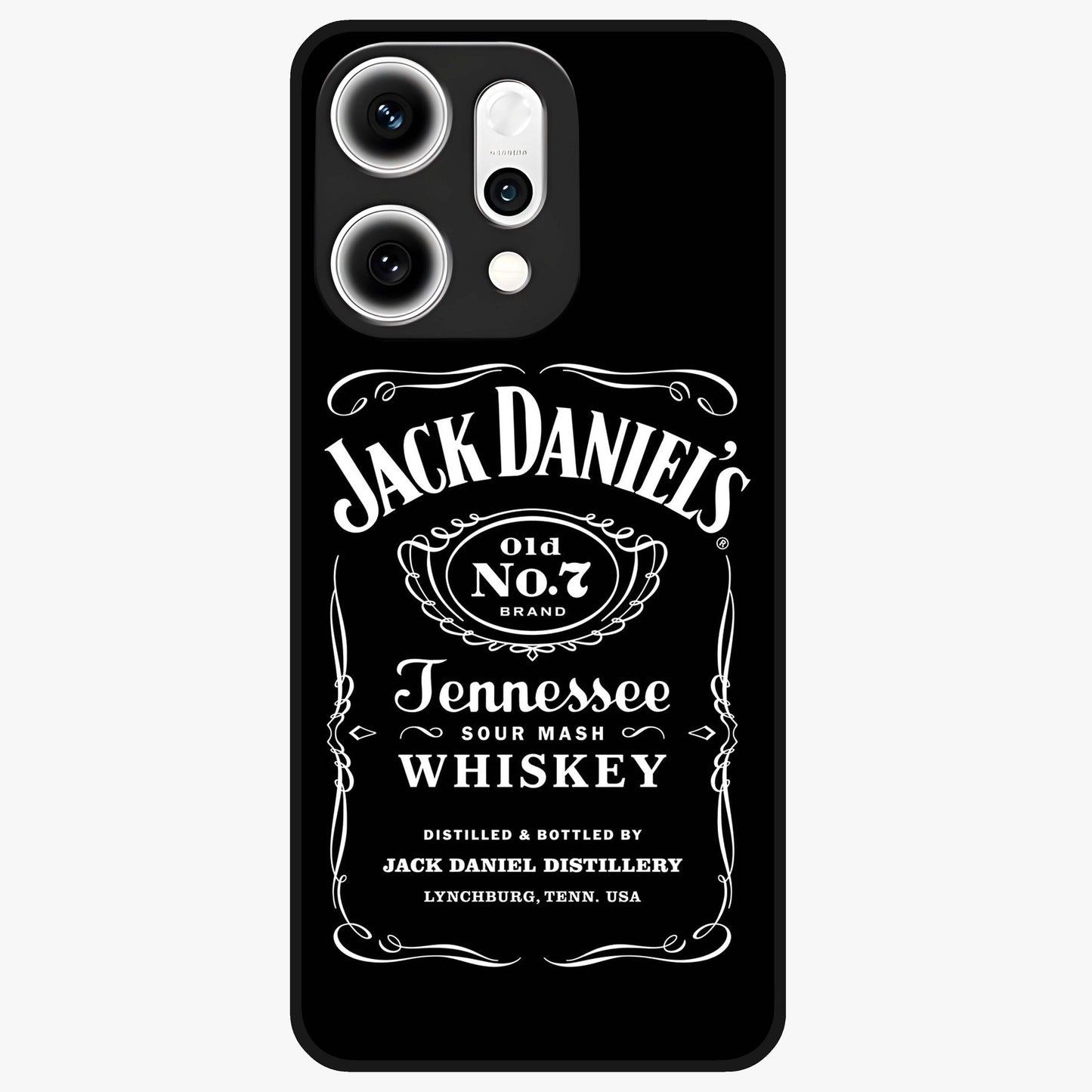 Vintage Whiskey Heritage Glass Case showing flat back view with classic whiskey inspired artwork and glossy glass finish.