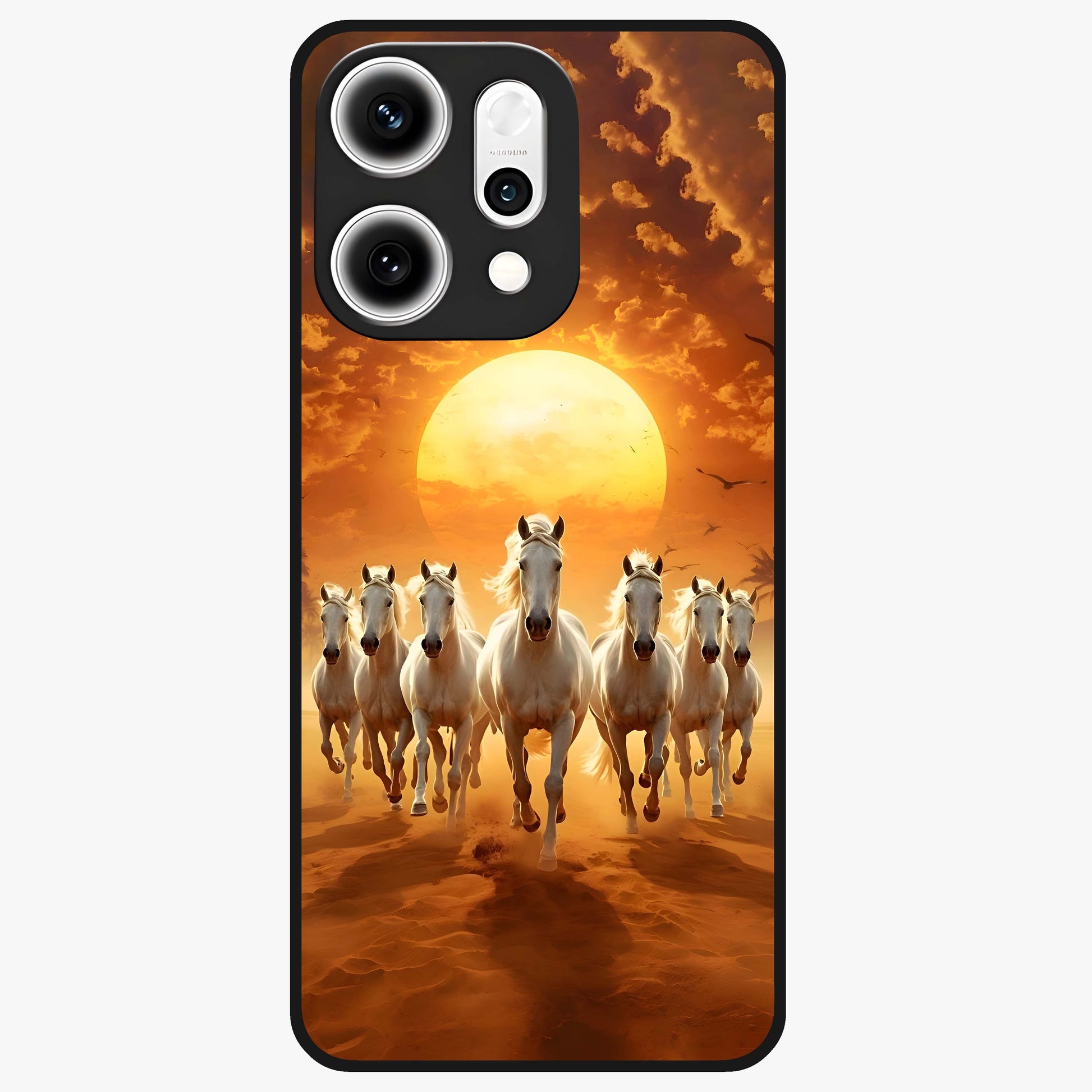 Wild Sunset Majesty Glass Case showing flat back view with majestic sunset landscape artwork and glossy glass finish.
