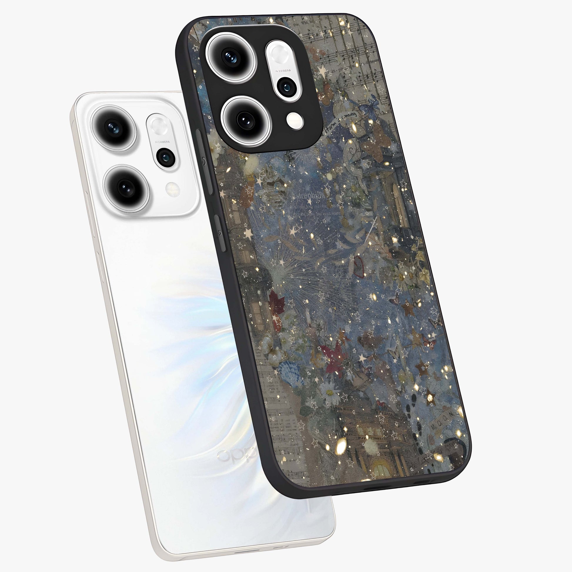 Aesthetic Astrolophia Glass Case displayed in angled mockup highlighting artistic aesthetic elements and smooth glass surface.