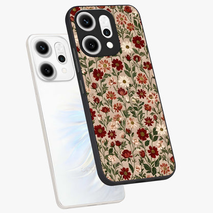 Biege Flower With Leaf Glass Case displayed in angled mockup highlighting minimal floral leaf design and elegant aesthetic.