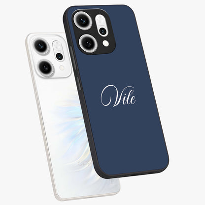 Blue Vintage Floral Pattern Glass Case showing flat back view with elegant vintage floral artwork and glossy glass finish.