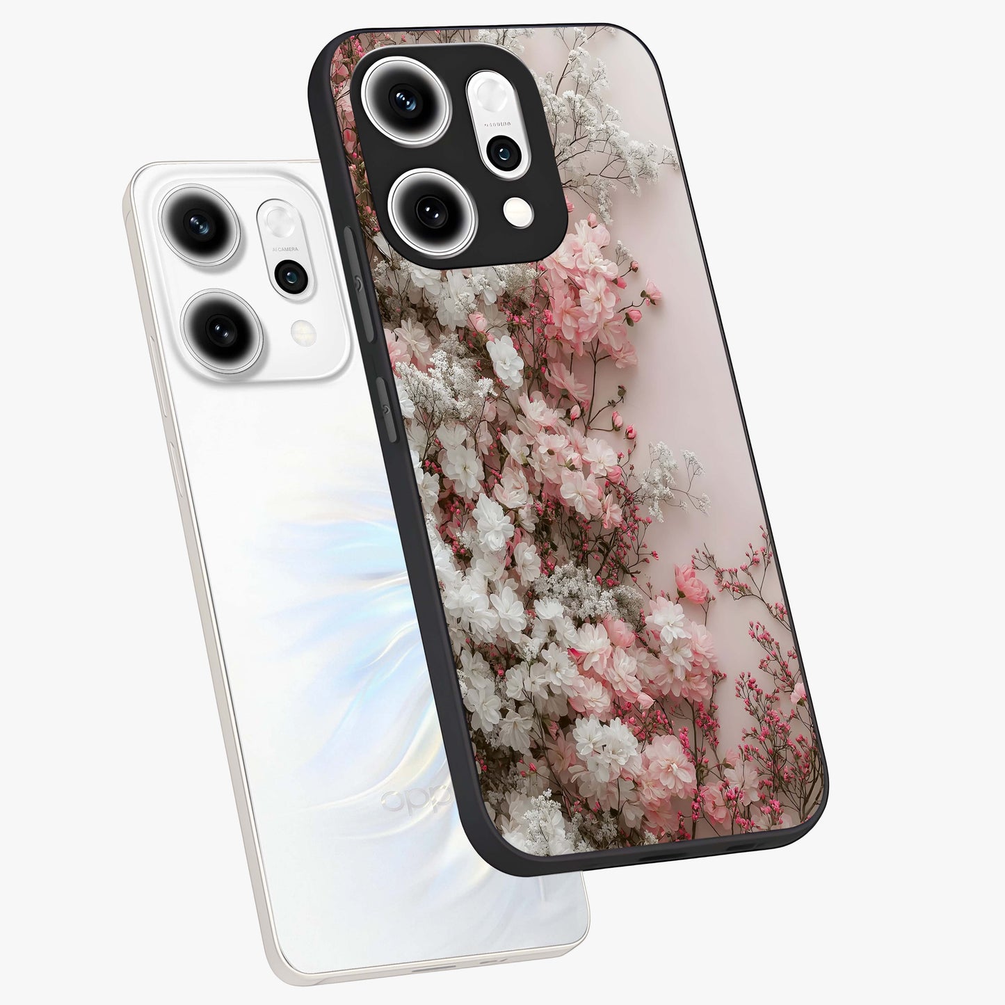 Blush Blossom Cloud Glass Case displayed in angled mockup highlighting soft cloud and blossom design with pastel aesthetic.