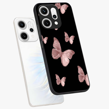 Butterfly Pattern Glass Case displayed in angled mockup highlighting delicate butterfly design and aesthetic pattern style.