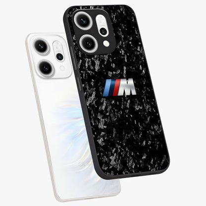 Carbon Speed Mark Glass Case displayed in angled mockup highlighting racing inspired carbon design and sleek aesthetic style.