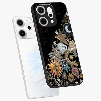 Cosmic Sparkle Dreams Glass Case displayed in angled mockup highlighting dreamy star sparkle design with celestial aesthetic.