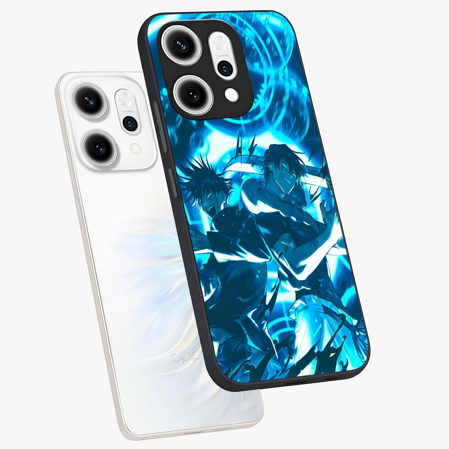 Cursed Energy Clash Glass Case displayed in angled mockup highlighting powerful battle inspired graphic with anime style aesthetic.