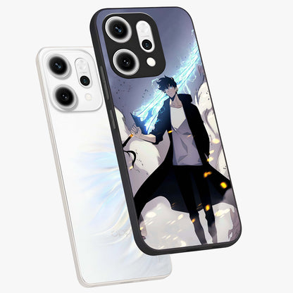 Dark Lightning Anime Warrior Glass Case displayed in angled mockup highlighting powerful lightning themed anime illustration.