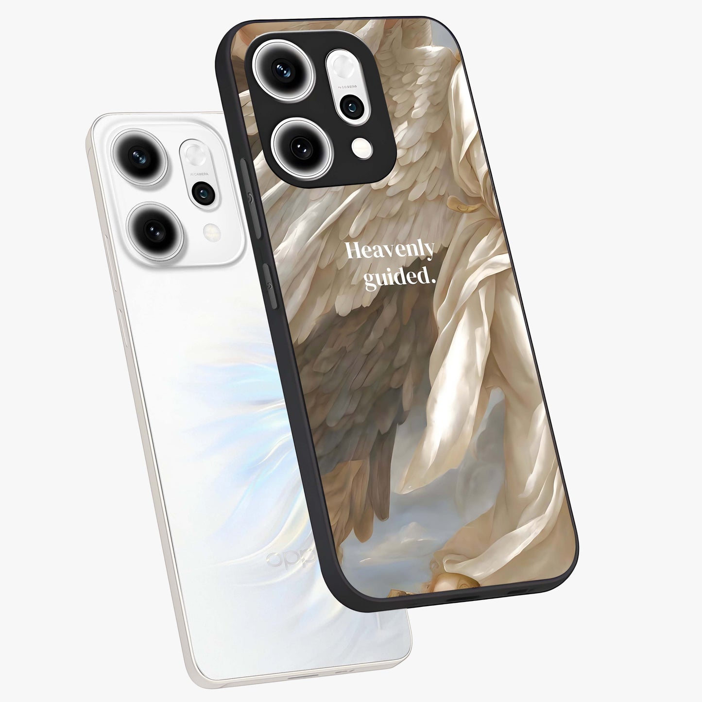Divine Winged Grace Glass Case displayed in angled mockup highlighting graceful wing design with divine aesthetic style.