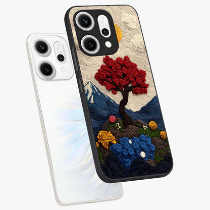 Eternal Nature Tapestry Glass Case displayed in angled mockup highlighting detailed botanical pattern with artistic aesthetic.