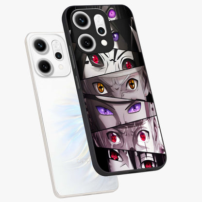 Eyes of Destiny Glass Case displayed in angled mockup highlighting bold eye illustration with mystical aesthetic style.