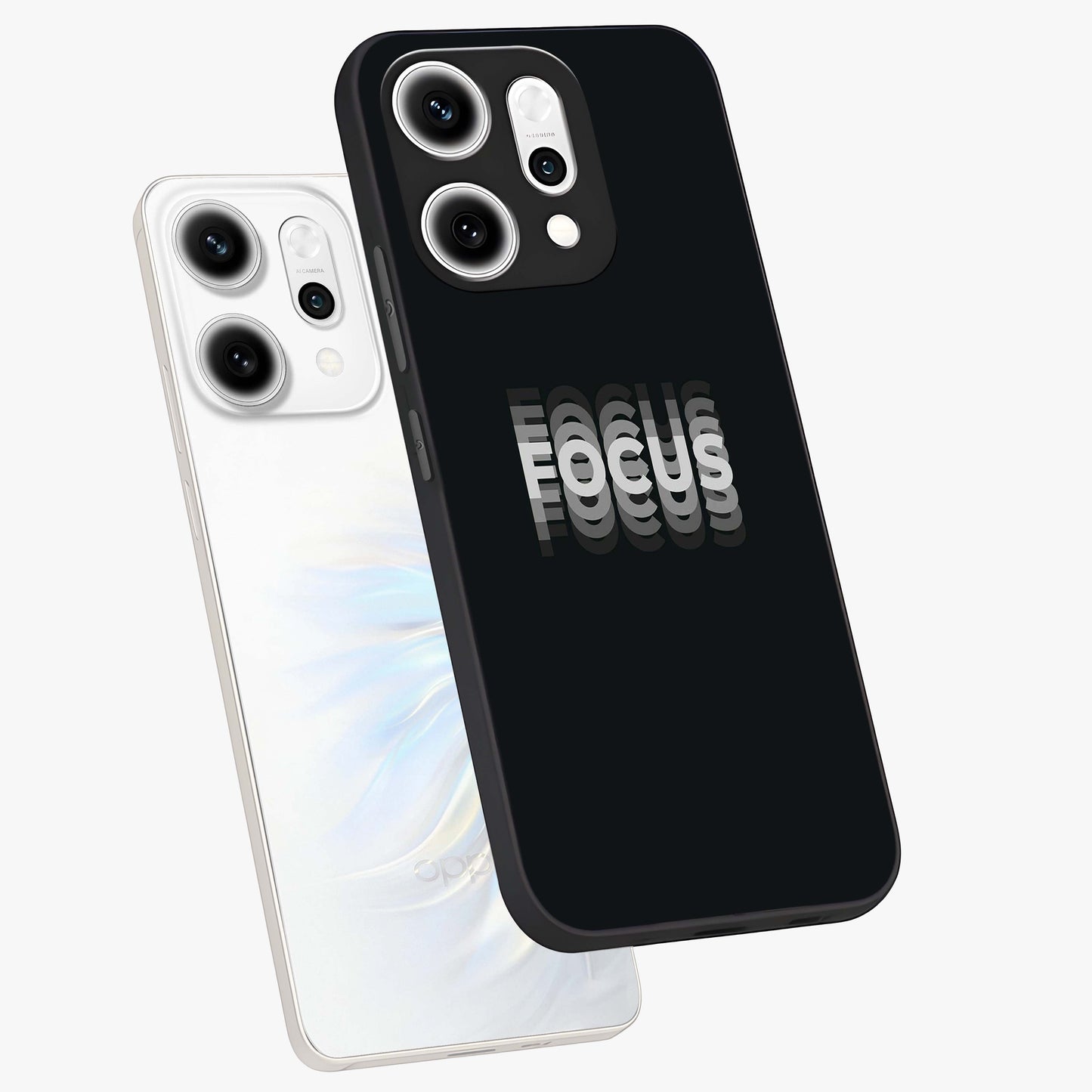 Focus Mode On Glass Case displayed in angled mockup highlighting clean minimal text artwork with modern aesthetic style.