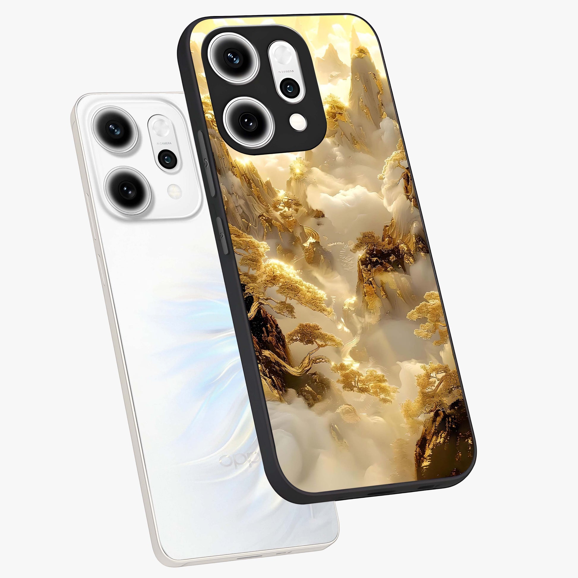Gates Of Illumination Glass Case displayed in angled mockup highlighting radiant portal inspired design with fantasy aesthetic.