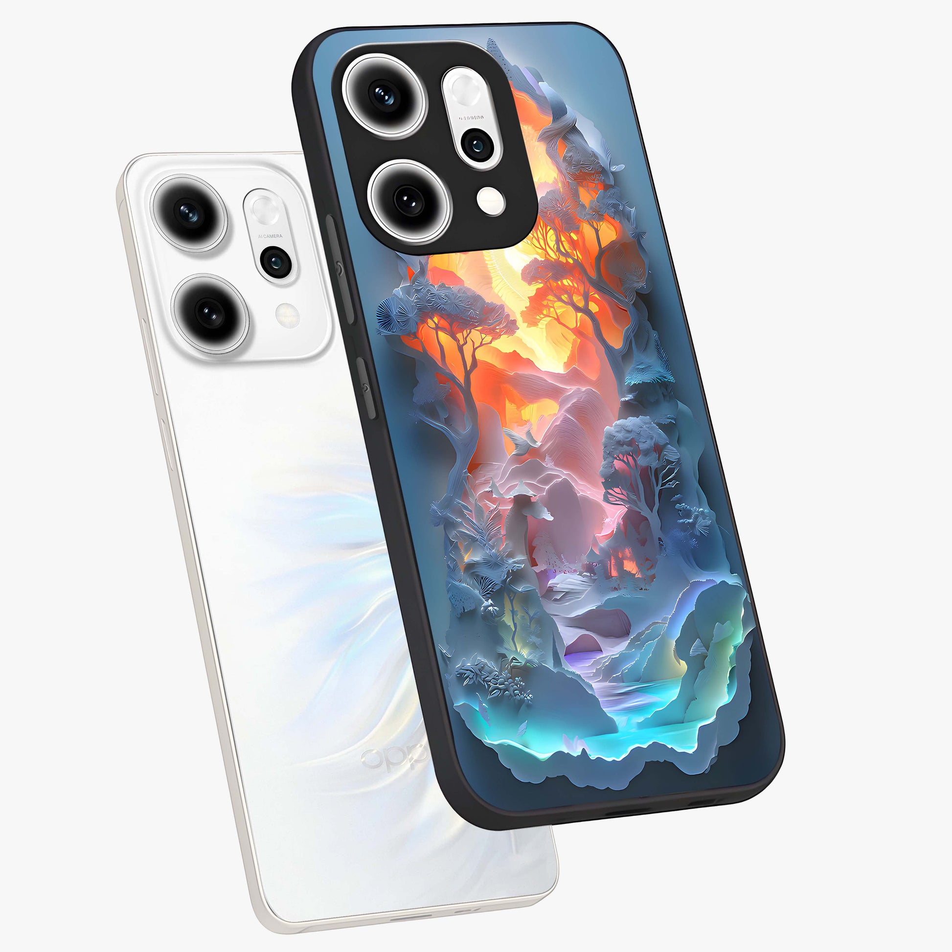 Glow Forest Portal Glass Case displayed in angled mockup highlighting mystical forest design with magical glowing aesthetic.