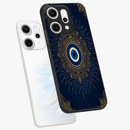 Golden Celestial Charm Glass Case displayed in angled mockup highlighting sparkling cosmic charm design with celestial aesthetic.