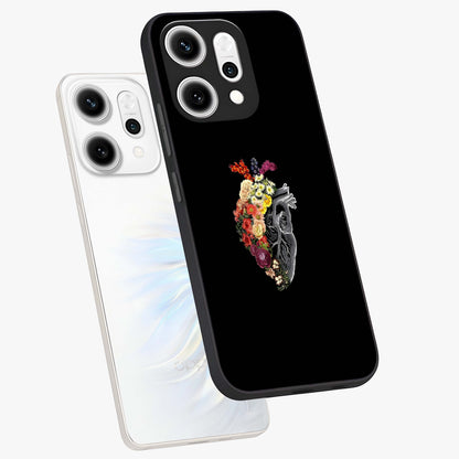 Heart With Flowers Glass Case displayed in angled mockup highlighting romantic flower design with soft aesthetic style.