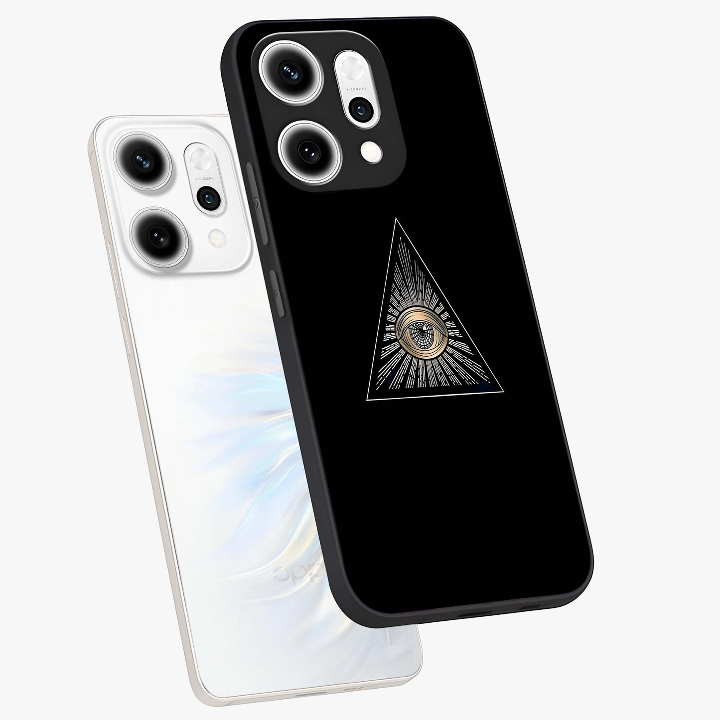 Illuminati Evil Glass Case displayed in angled mockup highlighting dark occult inspired design with bold aesthetic style.