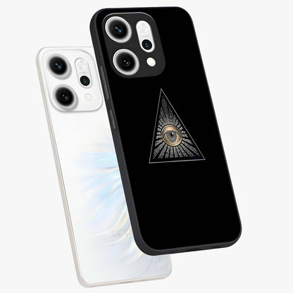 Illuminati Evil Glass Case displayed in angled mockup highlighting dark occult inspired design with bold aesthetic style.