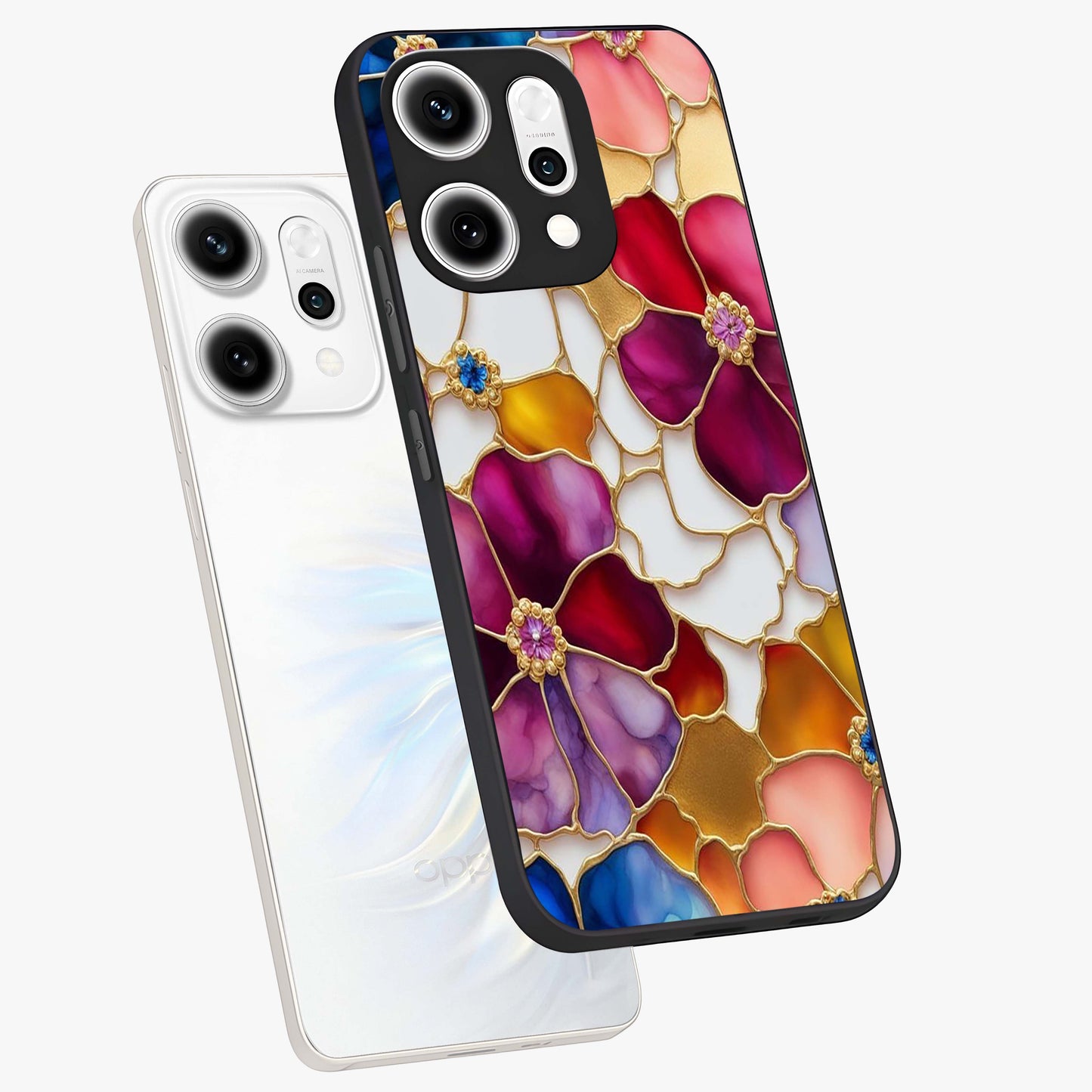 Marble Flower Pattern Glass Case displayed in angled mockup highlighting elegant marble floral design with modern aesthetic.