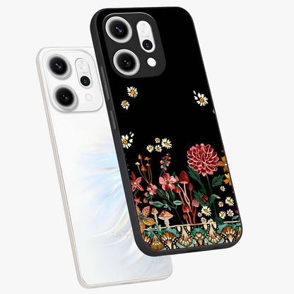 Midnight Bloom Pattern Glass Case displayed in angled mockup highlighting elegant flower design with midnight aesthetic style.