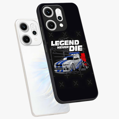 Midnight Racing Legacy Glass Case displayed in angled mockup highlighting dynamic automotive design with bold midnight aesthetic.