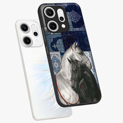 Midnight Stallion Blues Glass Case displayed in angled mockup highlighting powerful stallion illustration with deep midnight tones.