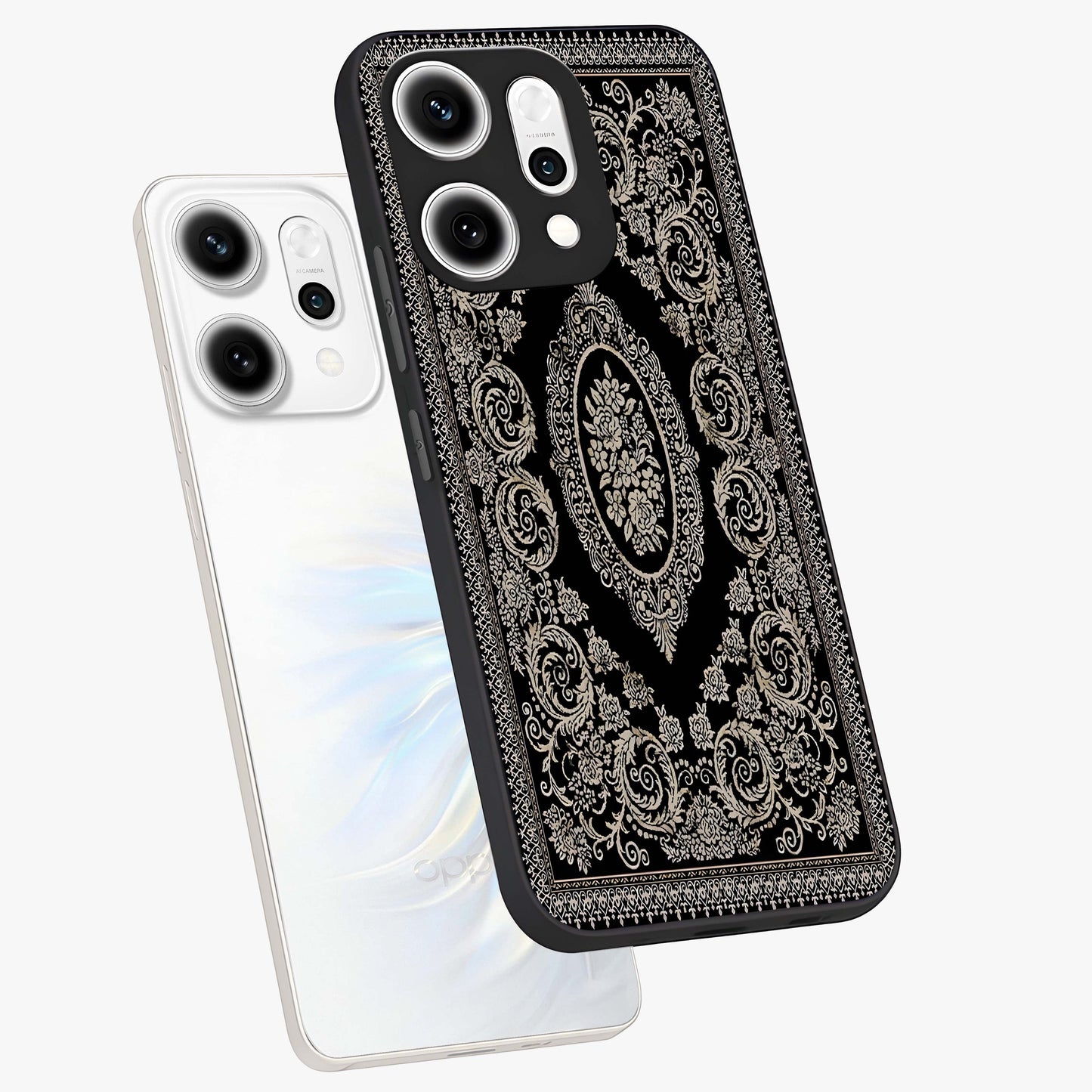 Noir Bloom Elegance Glass Case displayed in angled mockup highlighting refined flower design with stylish noir aesthetic.