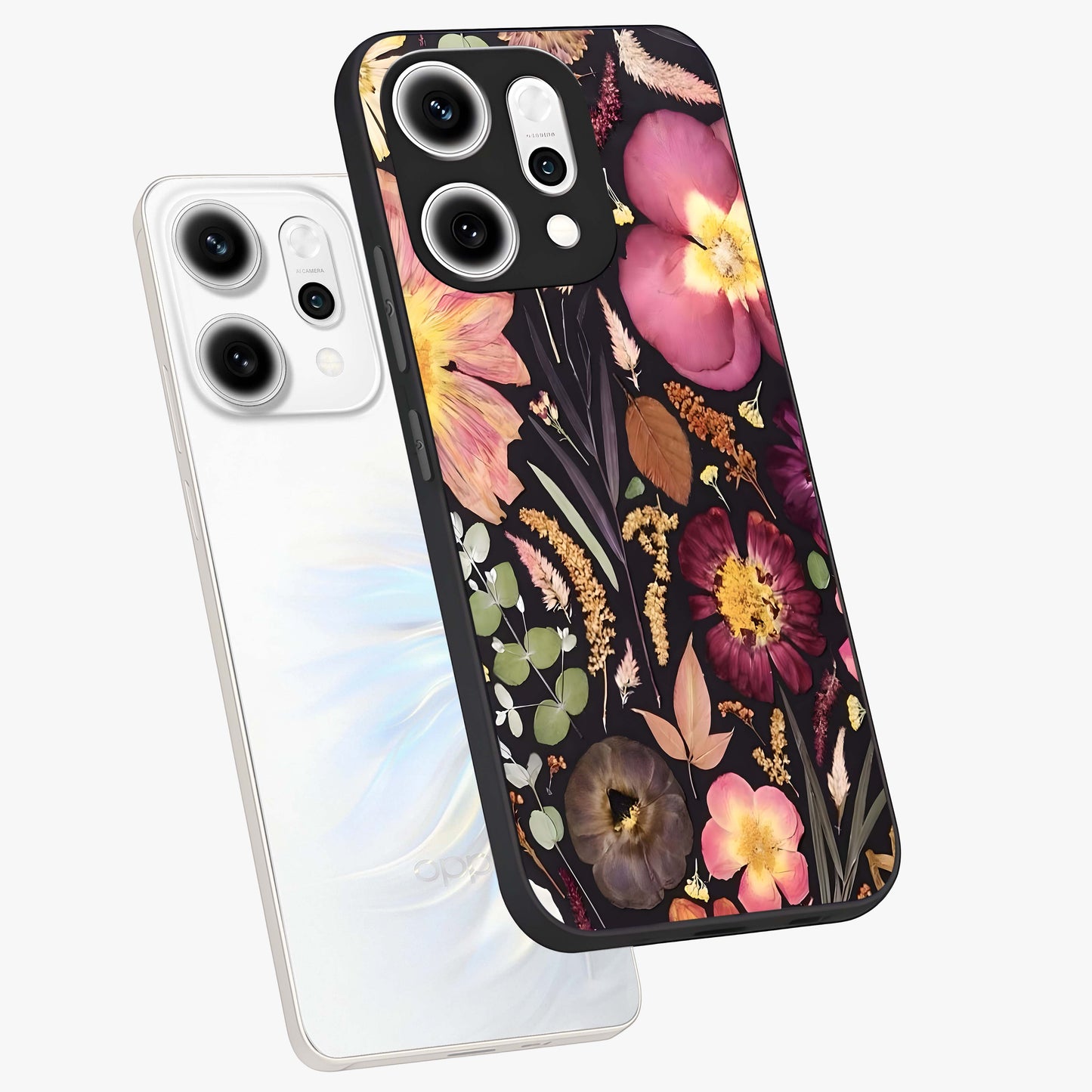 Petal Dream Tapestry Glass Case displayed in angled mockup highlighting decorative petal pattern with elegant botanical aesthetic.