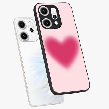 Pink Aura Heart Glass Case displayed in angled mockup highlighting vibrant pink heart design with dreamy aura aesthetic.