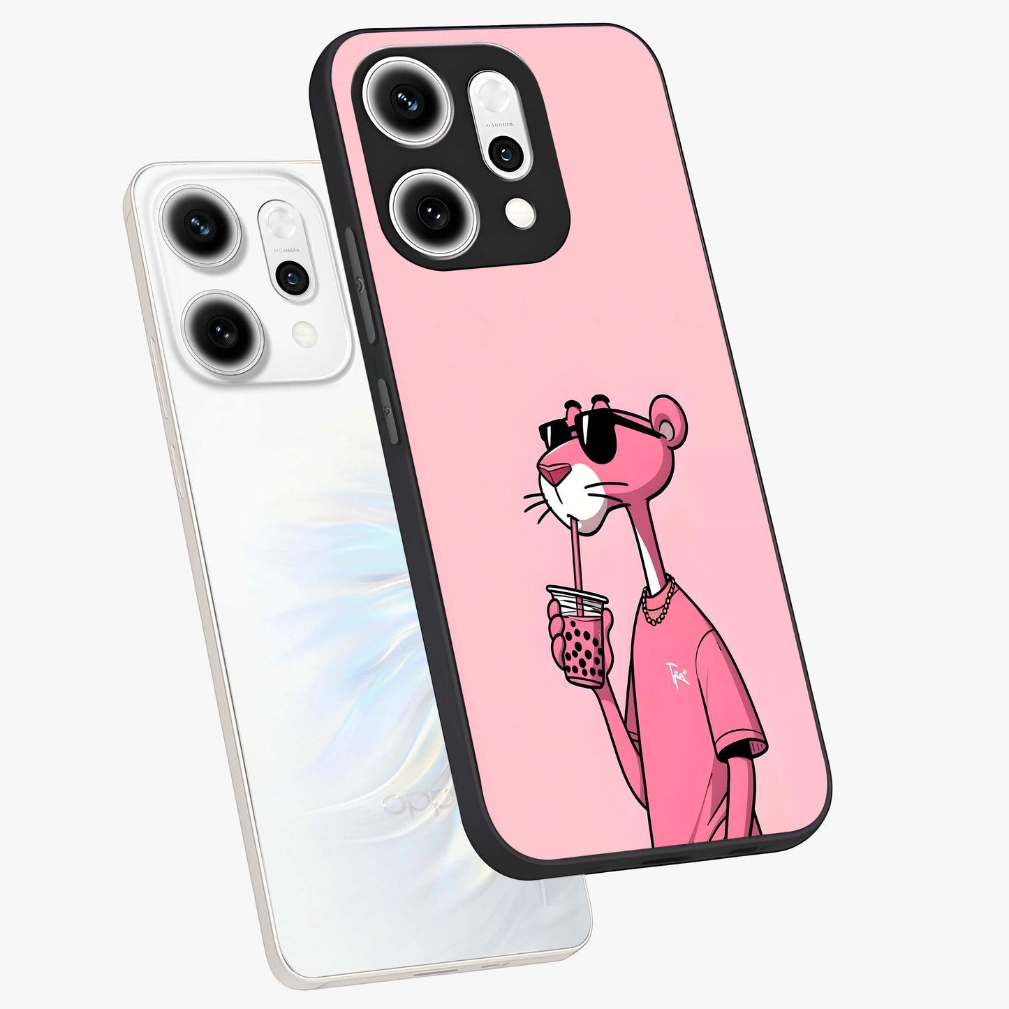 Pink Panther Glass Case displayed in angled mockup highlighting playful cartoon character design with vibrant pink aesthetic.
