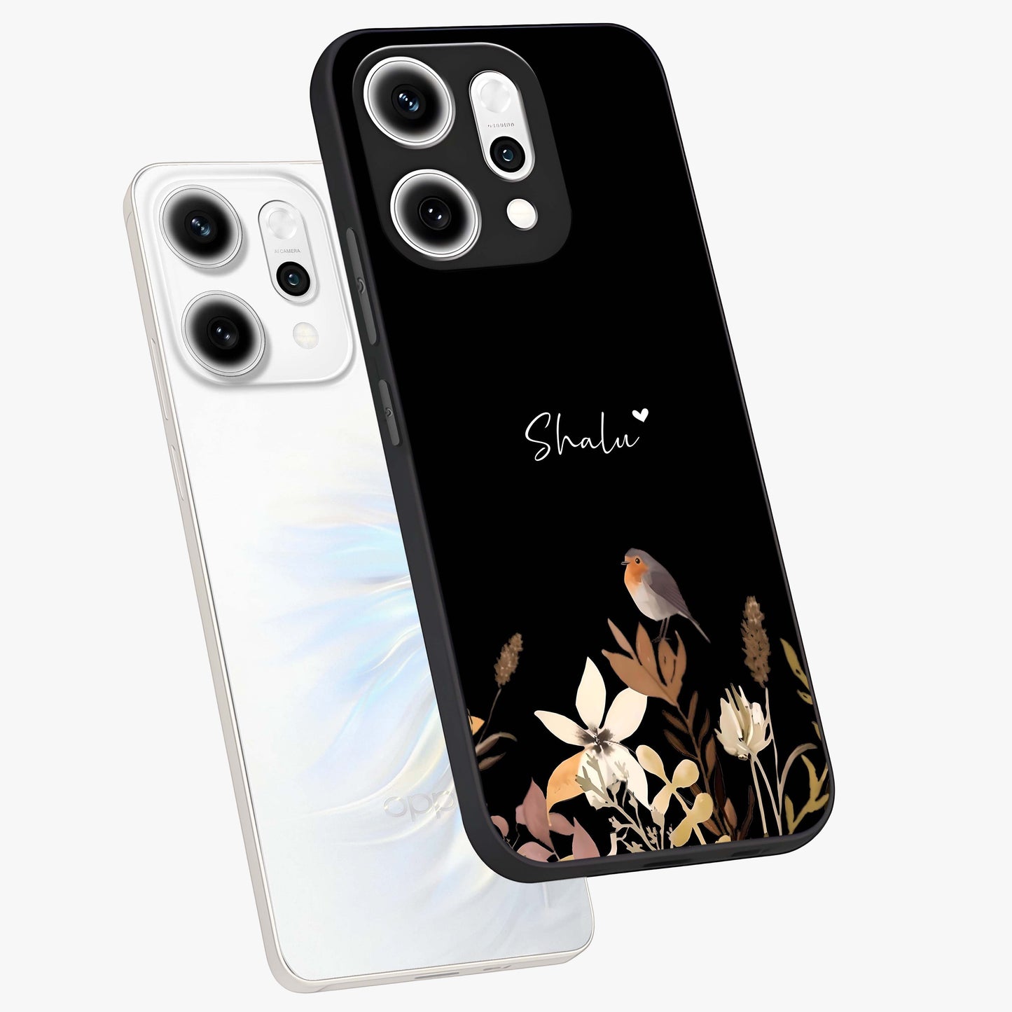 Quiet Garden Tune Custom Name Glass Case displayed in angled mockup highlighting delicate floral garden design with custom name feature.