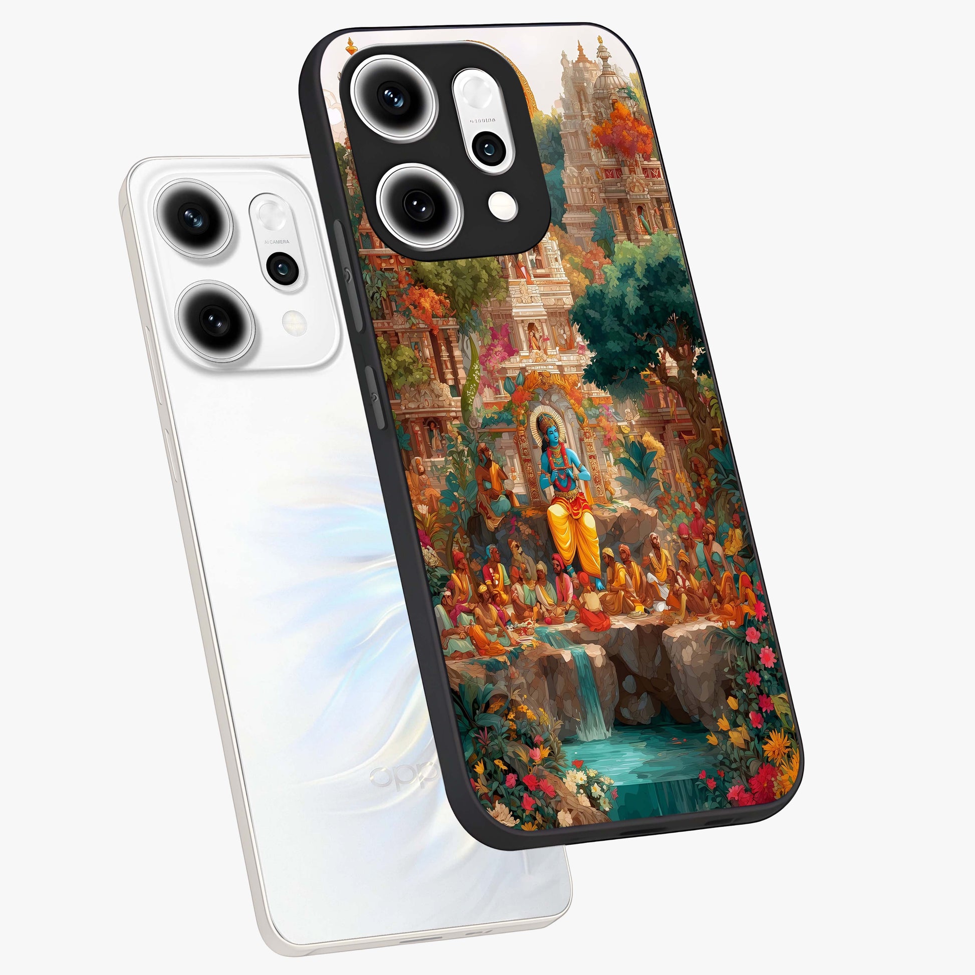 Sacred Sunlight Gods Glass Case displayed in angled mockup highlighting radiant spiritual design with celestial aesthetic.