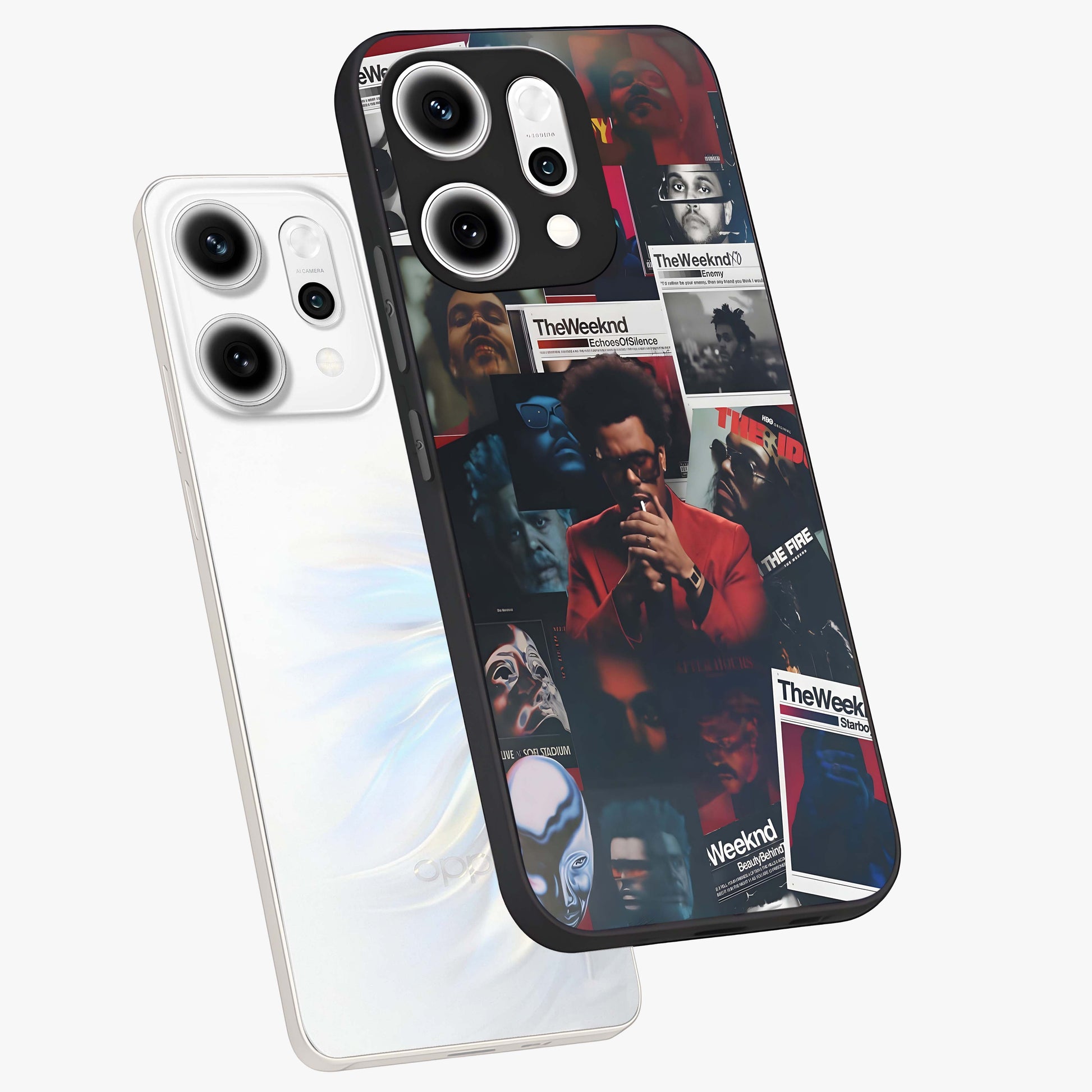 The Weeknd Glass Case displayed in angled mockup highlighting stylish pop culture inspired design with modern aesthetic.