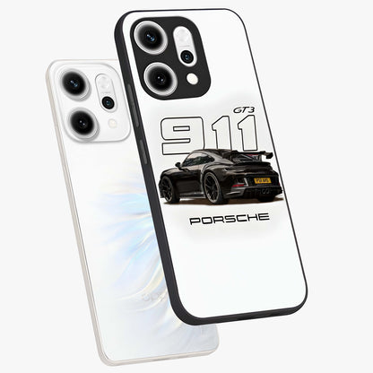 Turbo Legacy Icon Glass Case displayed in angled mockup highlighting dynamic automotive design with performance aesthetic.