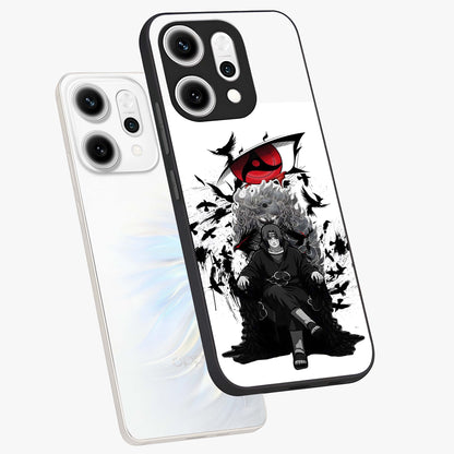 Uchiha Shadow Throne Glass Case displayed in angled mockup highlighting glowing aquatic design with celestial aesthetic.