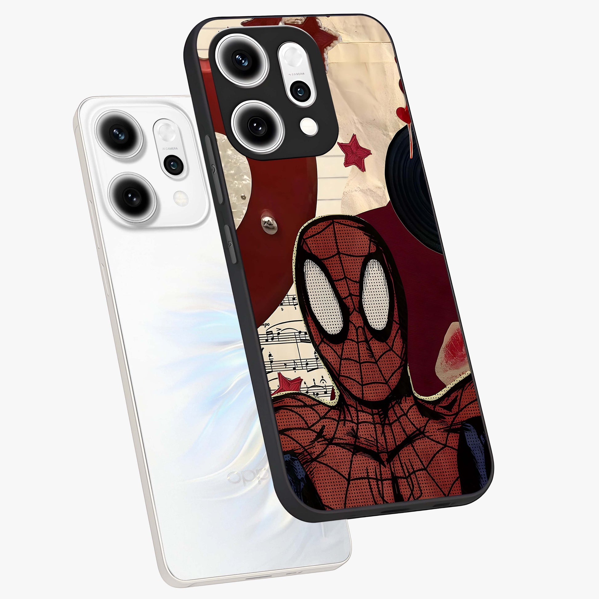 Web Warrior Vibes Glass Case displayed in angled mockup highlighting dynamic web design with comic style aesthetic.